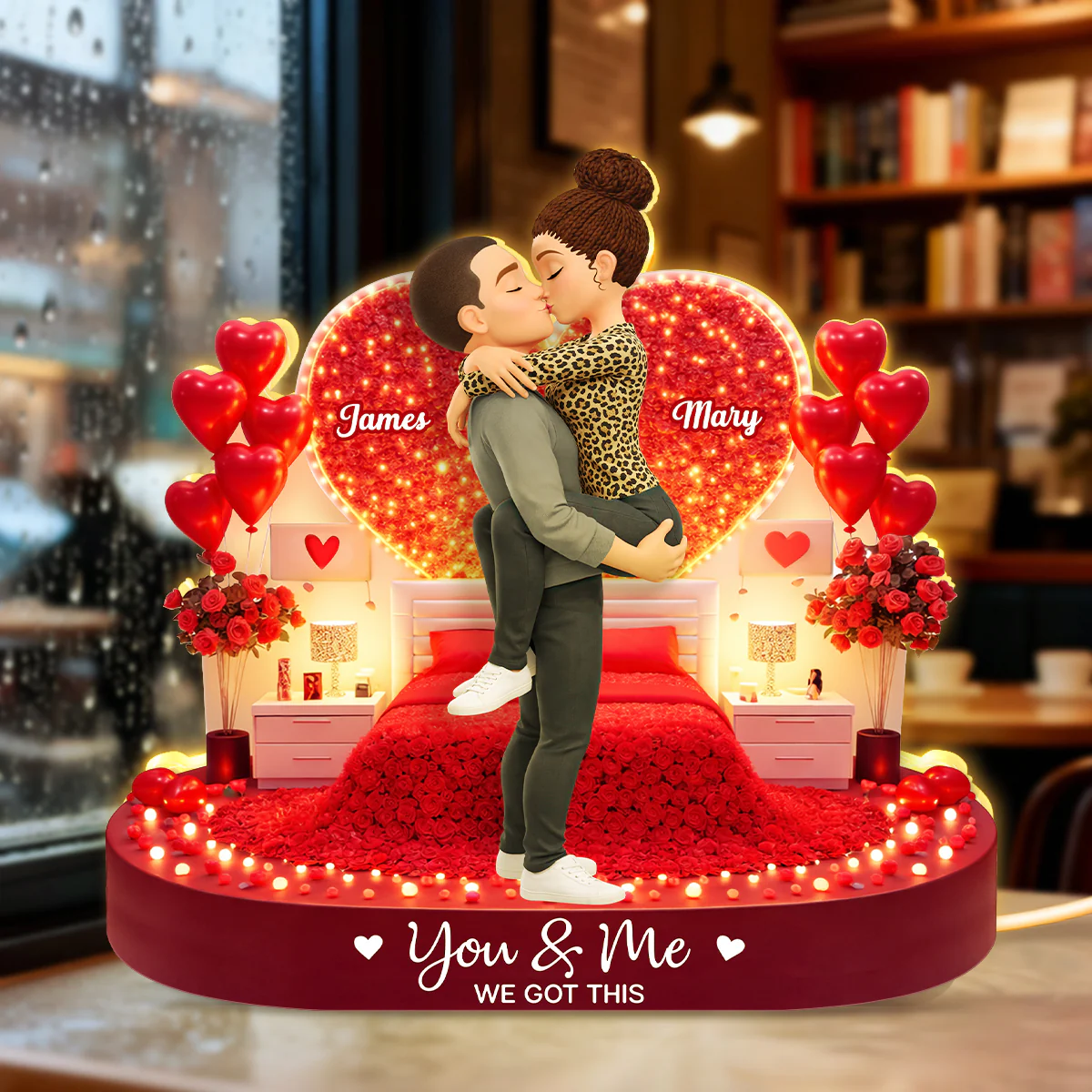 Romantic Room Couple Kissing - Personalized Light Box - Heartfelt Gift for Her, for Him - Image 7