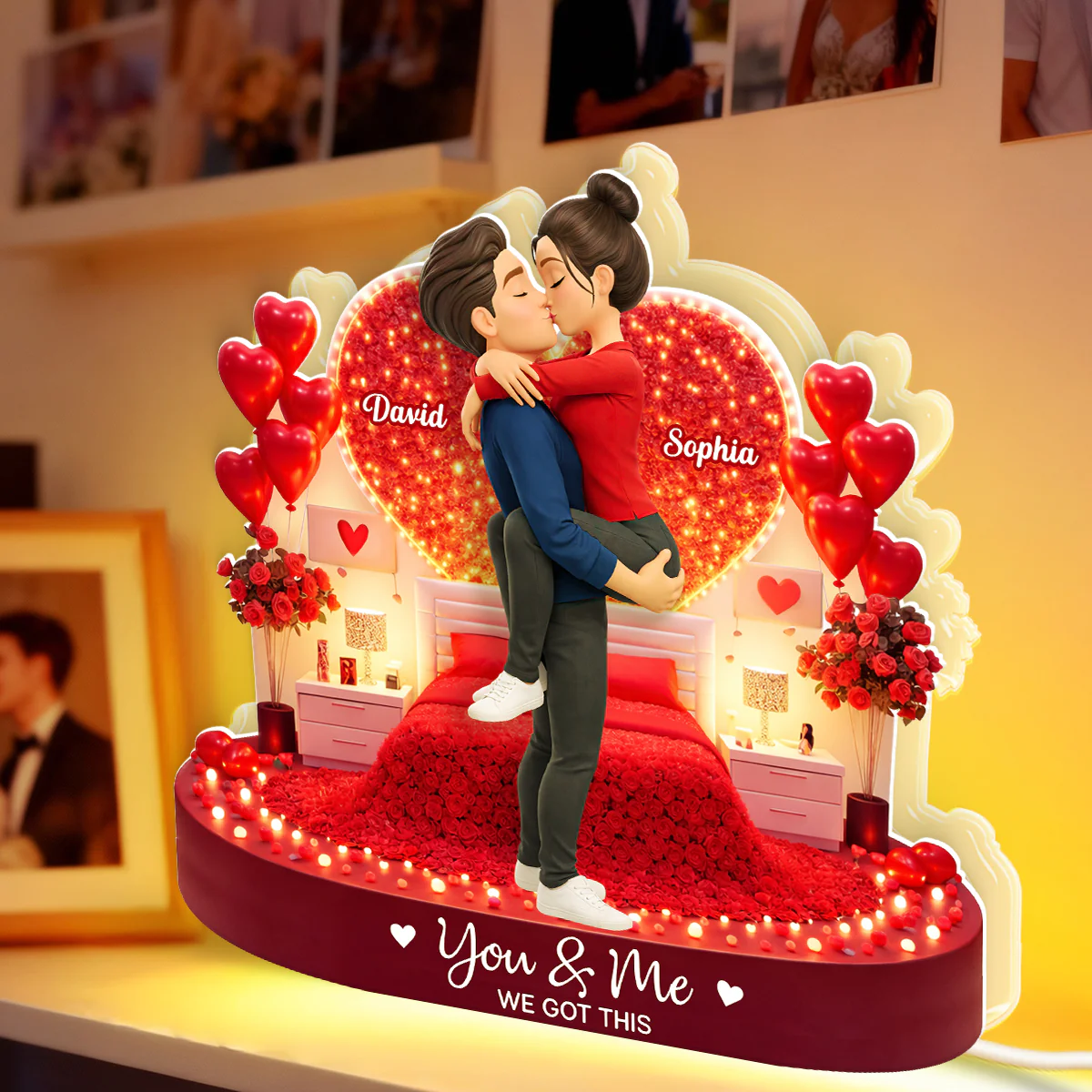 Romantic Room Couple Kissing - Personalized Light Box - Heartfelt Gift for Her, for Him - Image 8