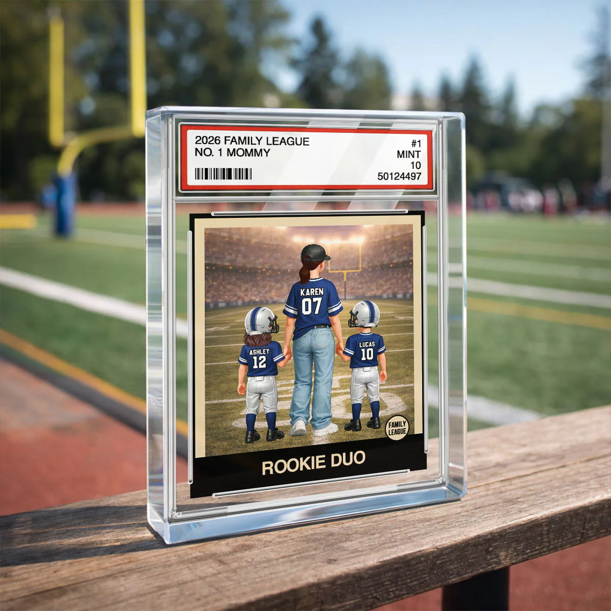 Rookie Duo Football Mom Trading Card - Personalized Acrylic Block Plaque - Mother's Day Gift, Gift For Football Mom - Image 5