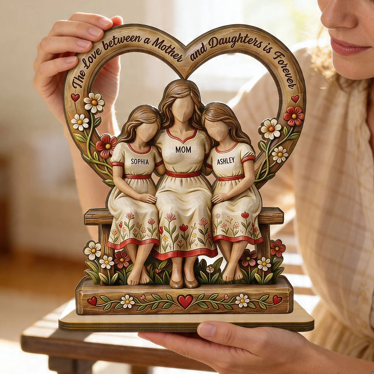 Rooted in Love Mother Daughters - Personalized 2-Layered Wooden Plaque - Gift For Mom - Image 12