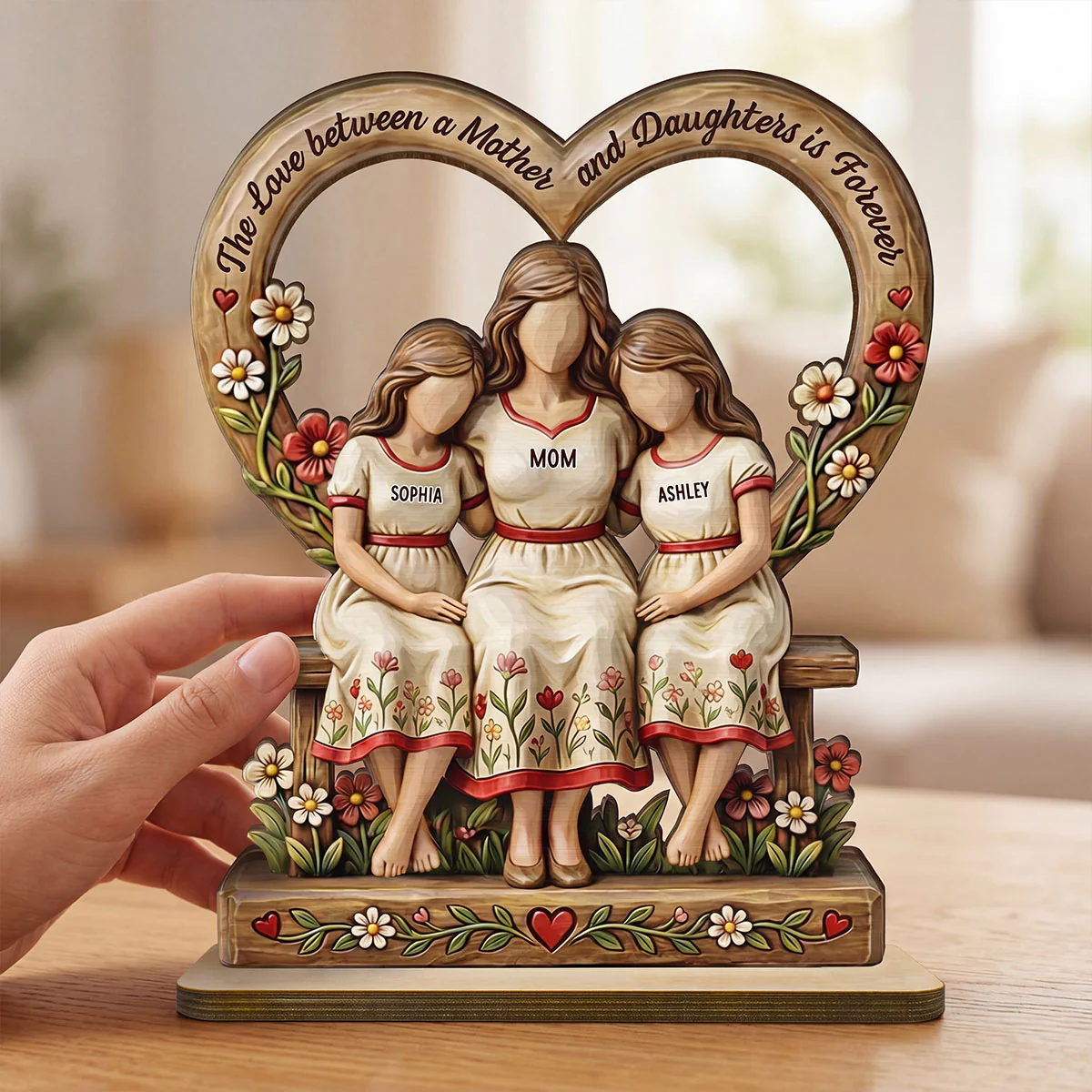 Rooted in Love Mother Daughters - Personalized 2-Layered Wooden Plaque - Gift For Mom - Image 5