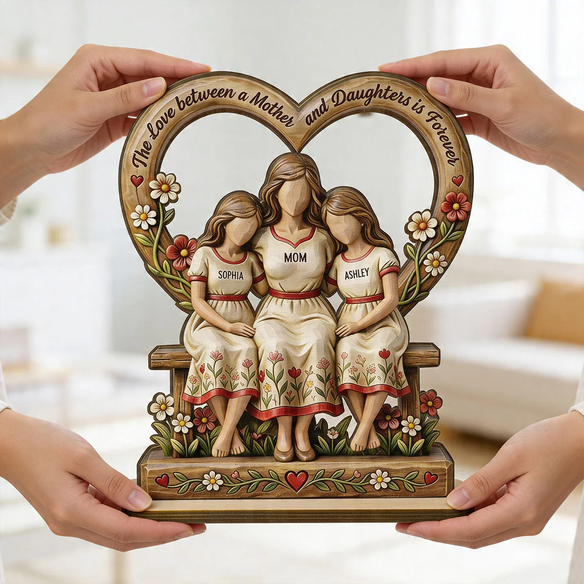 Rooted in Love Mother Daughters - Personalized 2-Layered Wooden Plaque - Gift For Mom - Image 8
