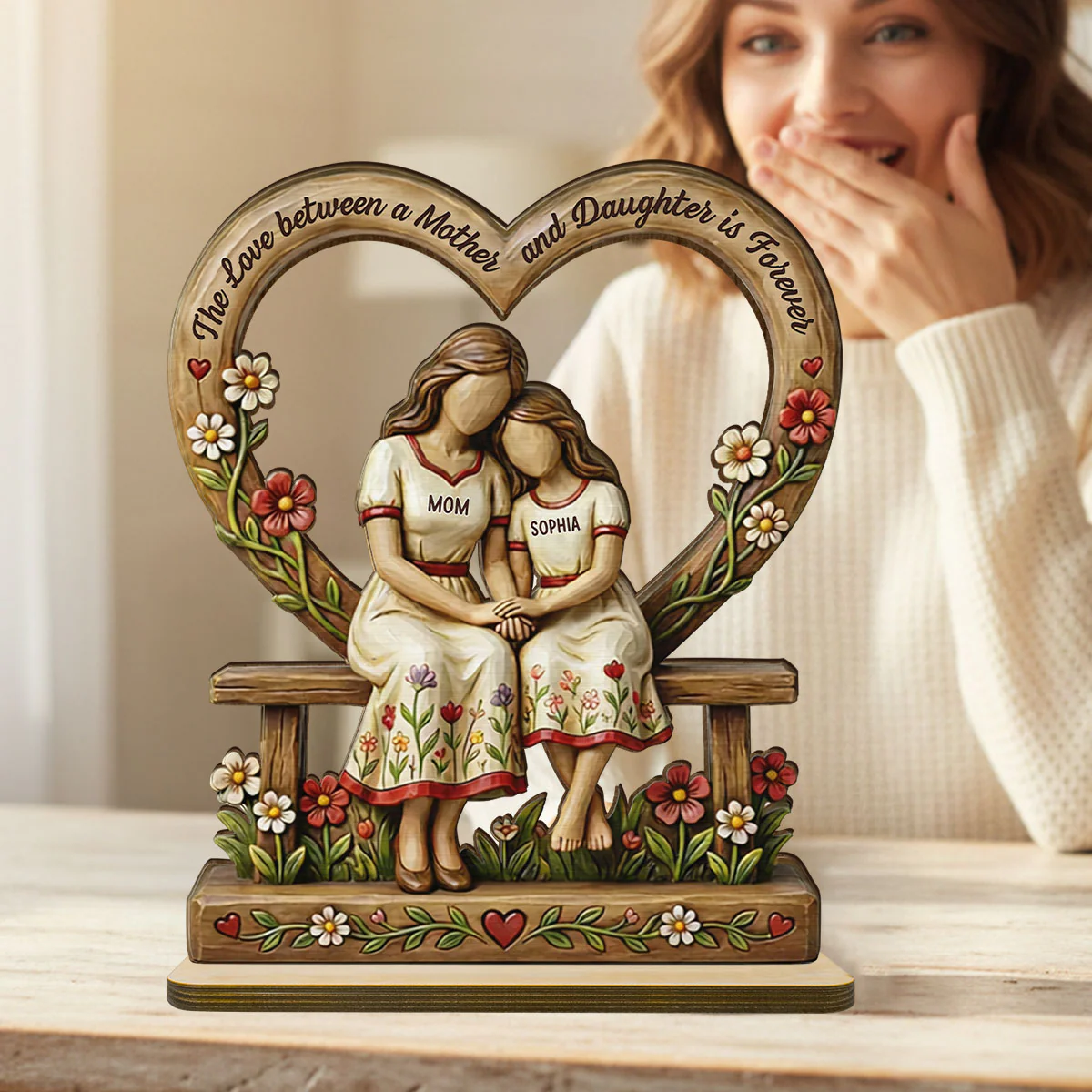 Rooted in Love Mother Daughters - Personalized 2-Layered Wooden Plaque - Gift For Mom - Image 9