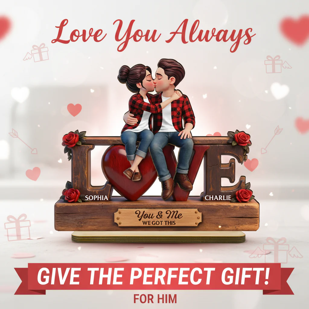 Eternal Rose LOVE Couple Forever Together - Personalized 2-Layered Wooden Plaque - Heartfelt Gift For Couple, For Him, For Her - Image 13
