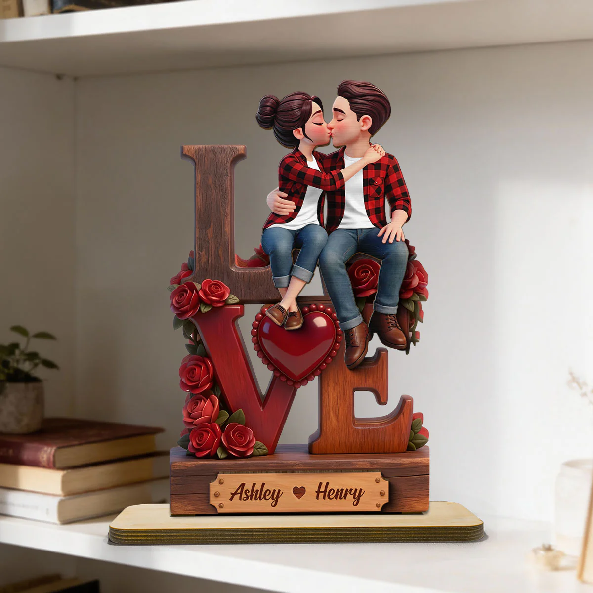 Eternal LOVE Forever Together Roses - Personalized 2-Layered Wooden Plaque - Heartfelt Anniversary Gift, Wedding Gift For Couple, For Him, For Her - Image 9