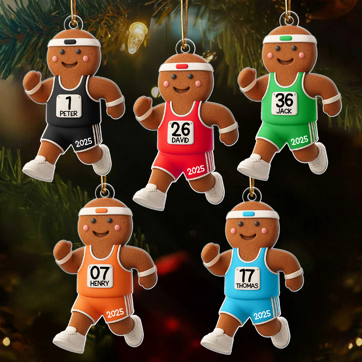 Runner Gingerbread Marathon - Personalized Acrylic Ornament - Unique Christmas Gift For Runners - Image 5