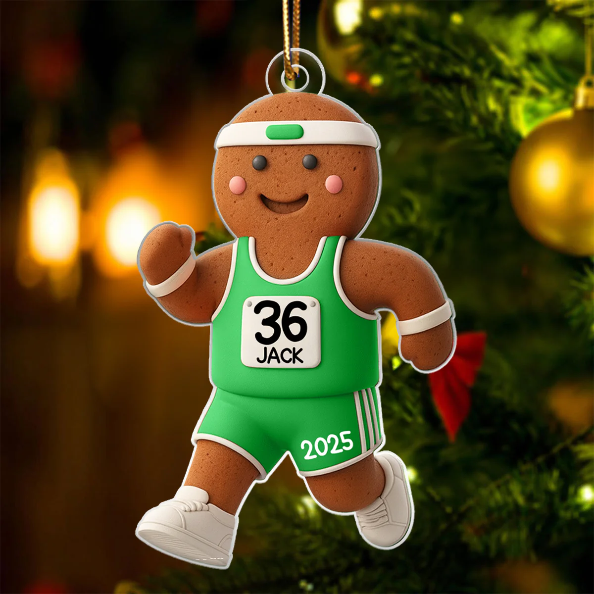 Runner Gingerbread Marathon - Personalized Acrylic Ornament - Unique Christmas Gift For Runners - Image 6
