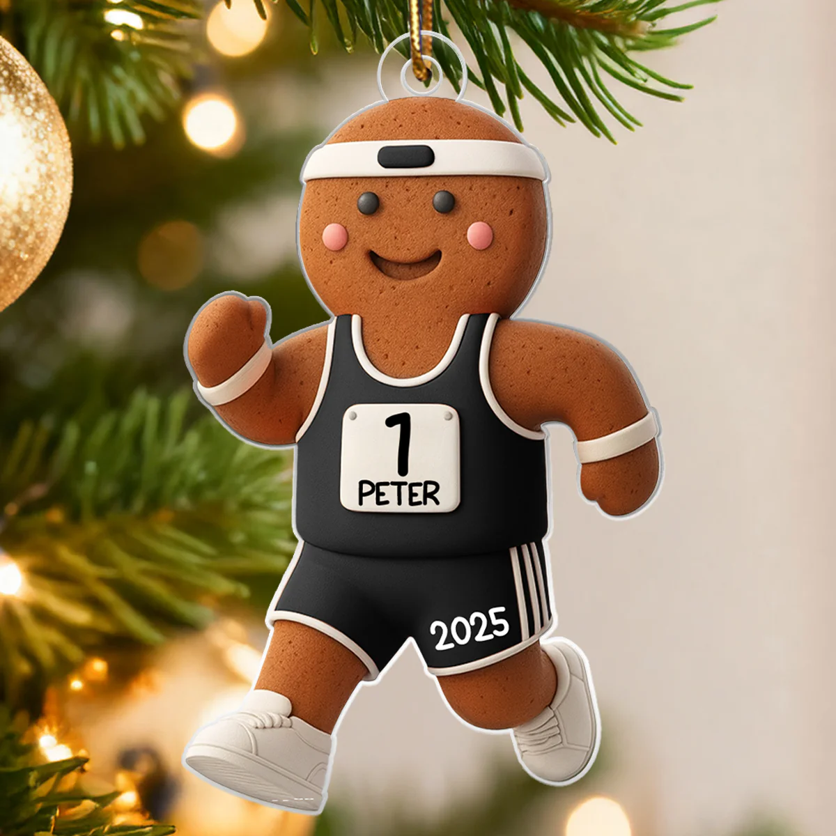 Runner Gingerbread Marathon - Personalized Acrylic Ornament - Unique Christmas Gift For Runners - Image 7