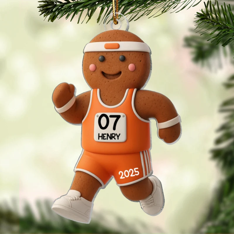 Runner Gingerbread Marathon - Personalized Acrylic Ornament - Unique Christmas Gift For Runners - Image 9