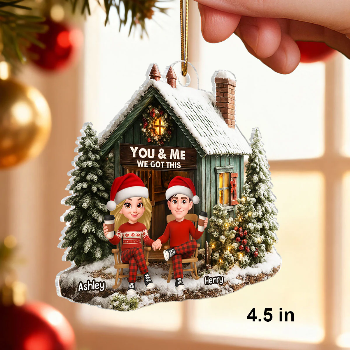 Rustic Farmhouse Couple You & Me We Got This - Personalized Acrylic Ornament - Christmas Gift for him, for her - Image 2