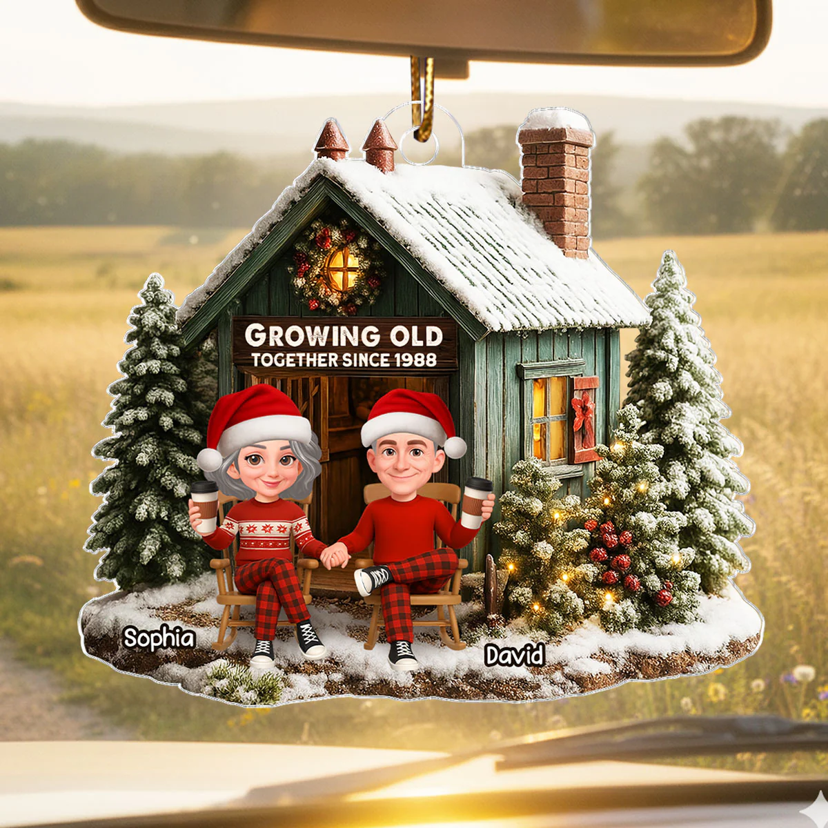 Rustic Farmhouse Couple You & Me We Got This - Personalized Acrylic Ornament - Christmas Gift for him, for her - Image 3