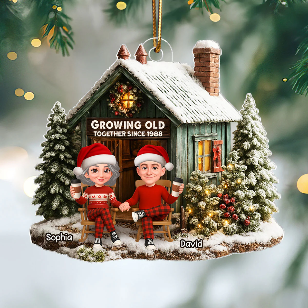 Rustic Farmhouse Couple You & Me We Got This - Personalized Acrylic Ornament - Christmas Gift for him, for her - Image 4