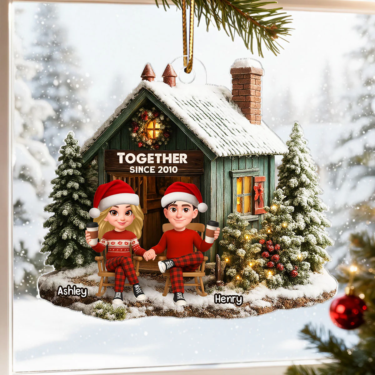 Rustic Farmhouse Couple You & Me We Got This - Personalized Acrylic Ornament - Christmas Gift for him, for her - Image 5