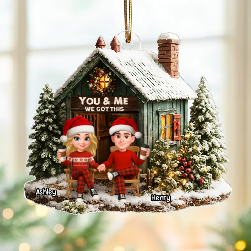 Rustic Farmhouse Couple You & Me We Got This - Personalized Acrylic Ornament - Christmas Gift for him, for her - Image 9