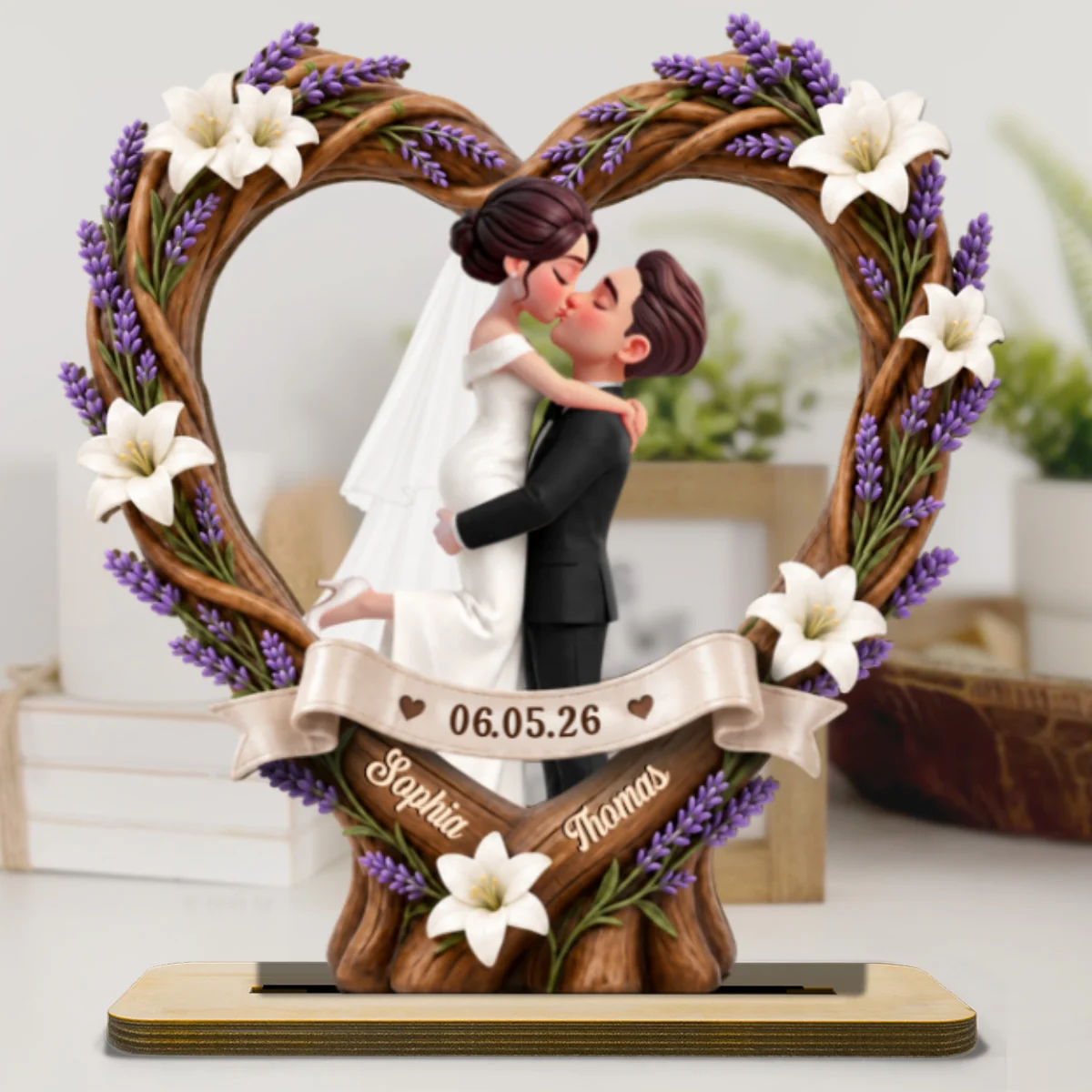 Rustic Heart Bride & Groom - Personalized Wooden Plaque - Wedding Gift, Anniversary Gift, Newlywed Gift - Image 10
