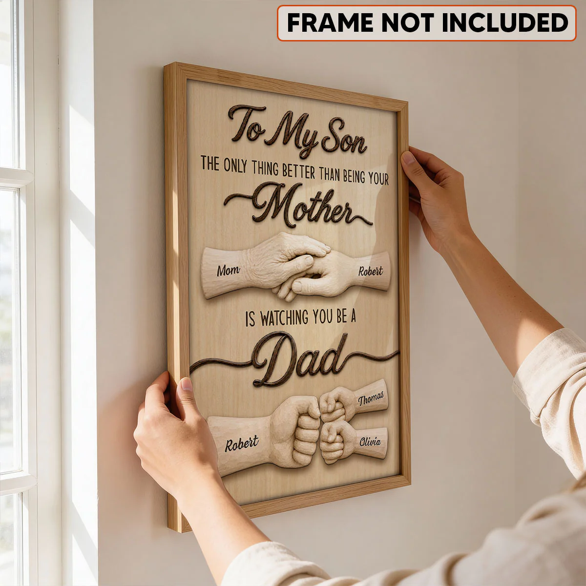 Rustic Sentimental To My Son Watching You Be A Dad From Mom - Personalized Poster - Father's Day Gift For Son - Image 3