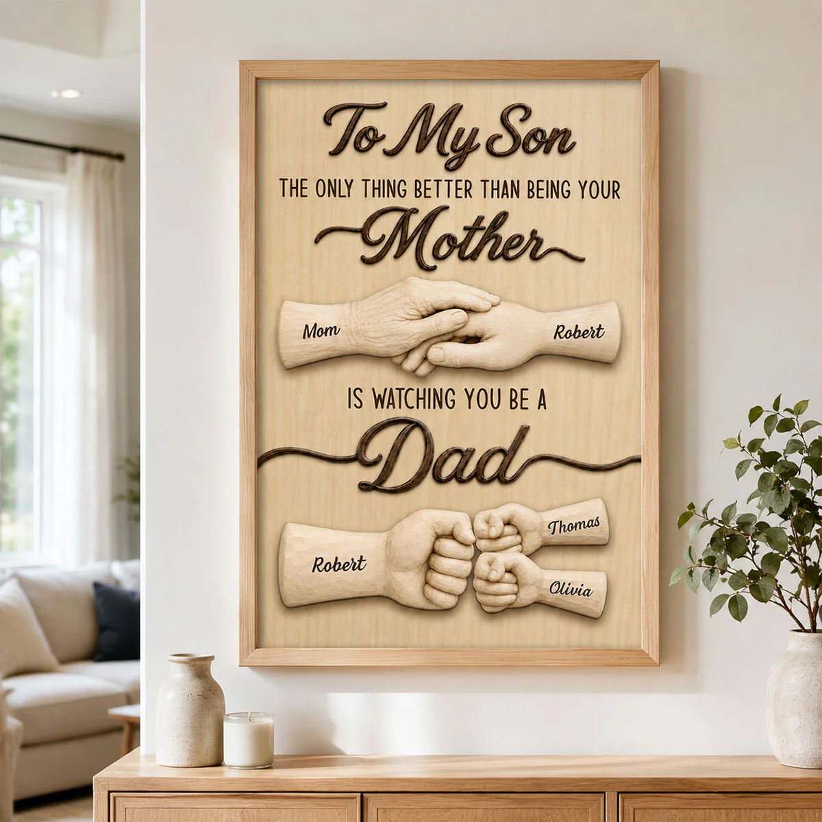 Rustic Sentimental To My Son Watching You Be A Dad From Mom - Personalized Poster - Father's Day Gift For Son - Image 5