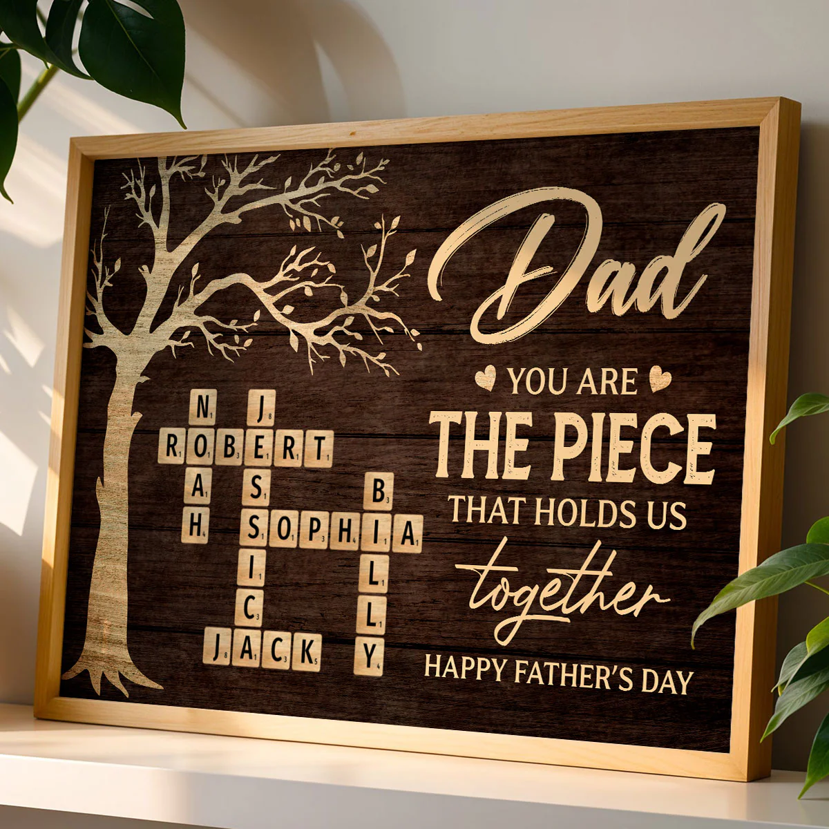 Rustic Tree Of Life Grandpa Dad You Are The Piece That Holds Us Together Crossword Puzzle Art - Personalized Poster - Gift For Dad, Grandpa - Image 6