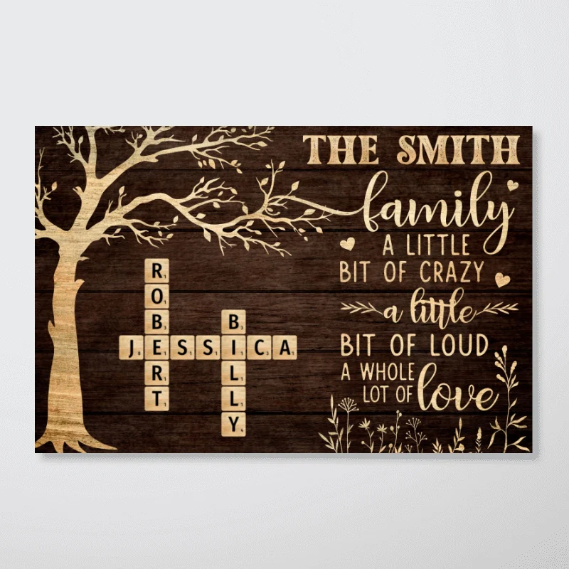 Rustic Vintage Family Lot Of Love Crossword Puzzle Art - Personalized Poster - Heartfelt Father's Day Gift For Dad, Husband - Image 12