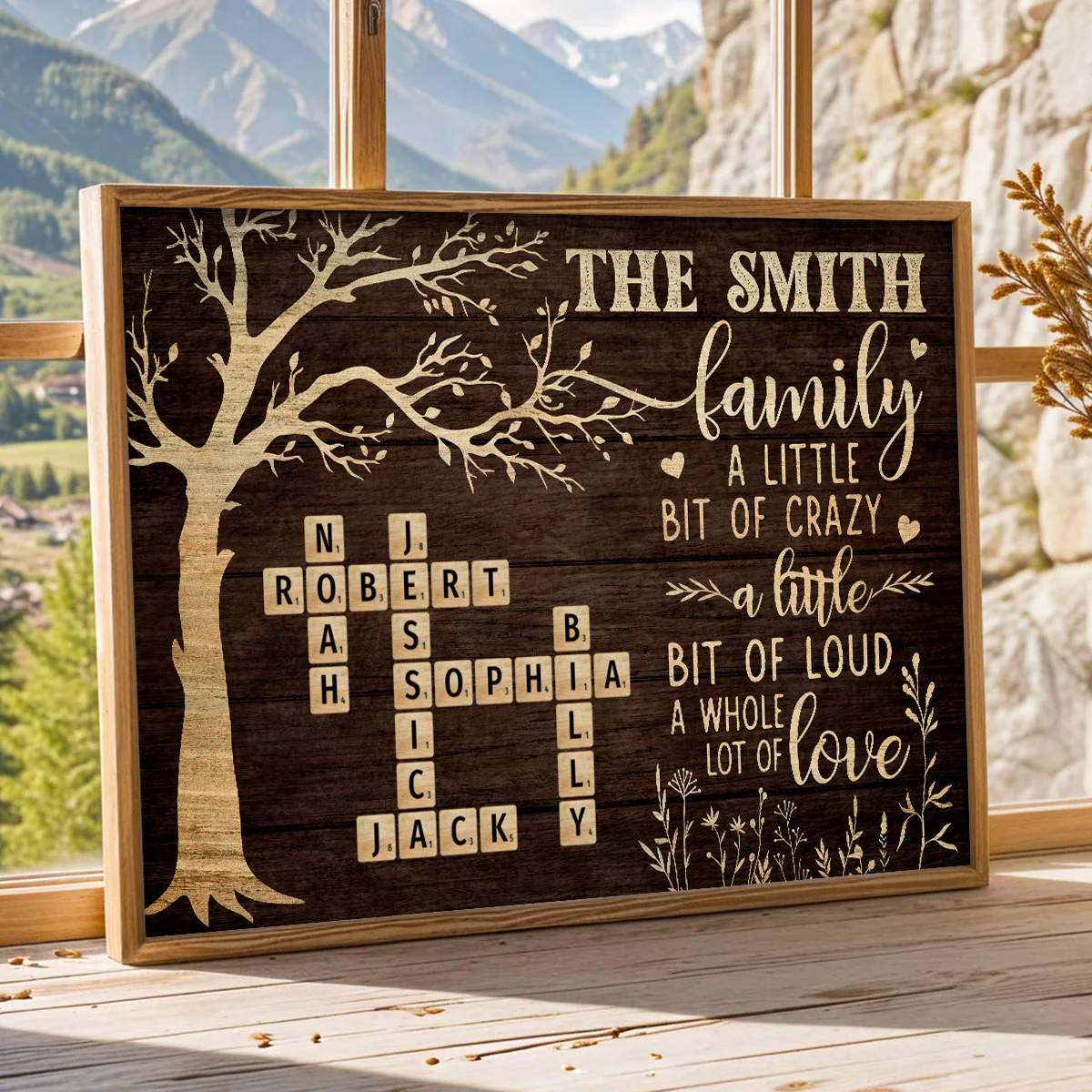Rustic Vintage Family Lot Of Love Crossword Puzzle Art - Personalized Poster - Heartfelt Father's Day Gift For Dad, Husband - Image 2