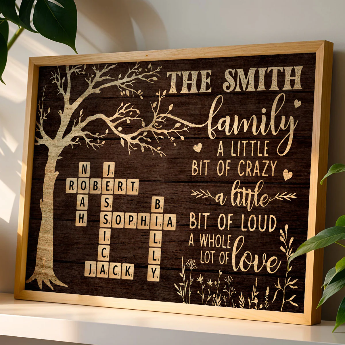 Rustic Vintage Family Lot Of Love Crossword Puzzle Art - Personalized Poster - Heartfelt Father's Day Gift For Dad, Husband - Image 3