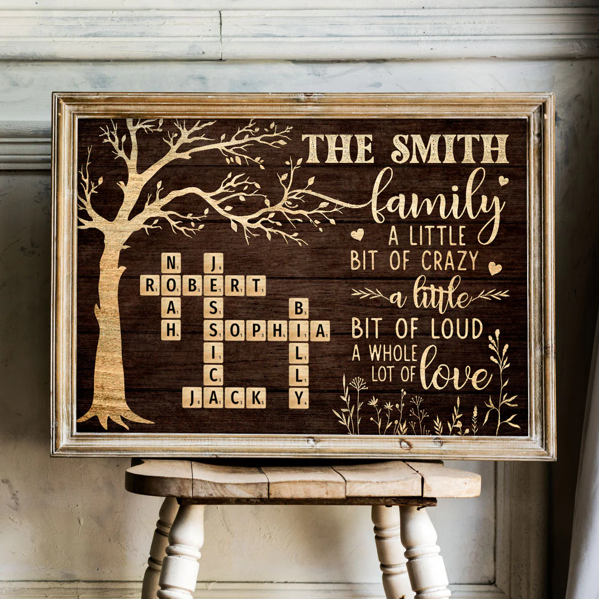 Rustic Vintage Family Lot Of Love Crossword Puzzle Art - Personalized Poster - Heartfelt Father's Day Gift For Dad, Husband - Image 4