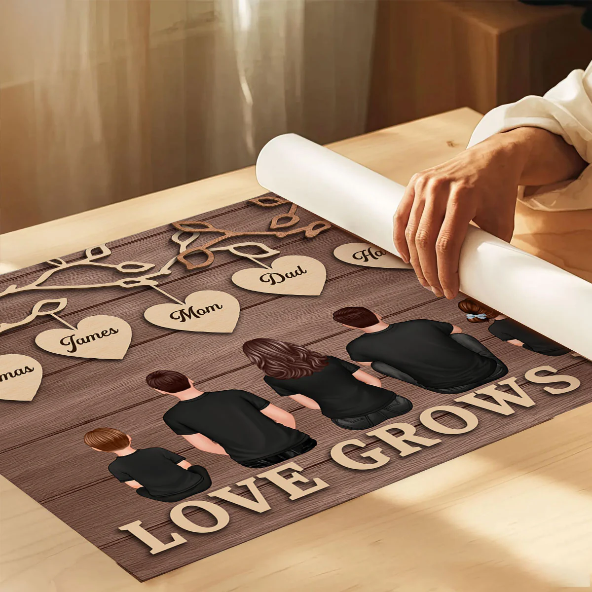 Rustic Vintage Family Tree Love Grows Here - Personalized Poster - Heartwarming Christmas Gift For Family - Image 3