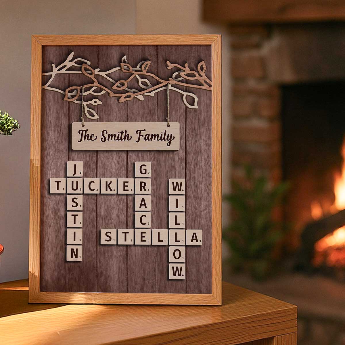 Rustic Vintage Family Forever Linked Together Crossword Puzzle Art - Personalized Poster - Heartfelt Gift For Family - Image 7