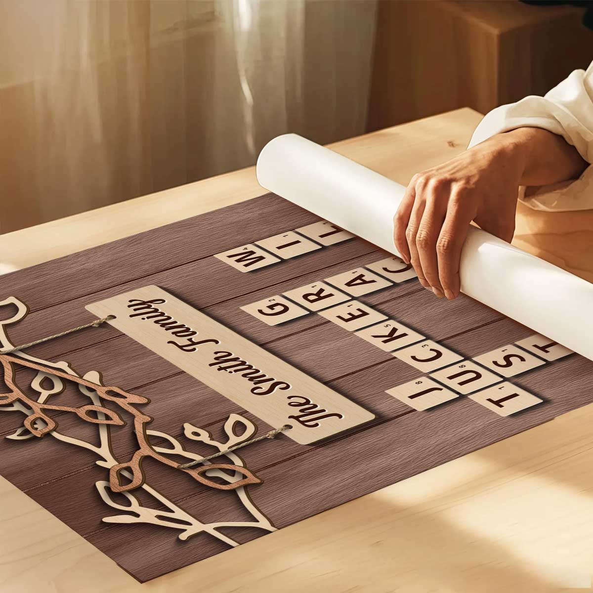 Rustic Vintage Family Forever Linked Together Crossword Puzzle Art - Personalized Poster - Heartfelt Gift For Family - Image 8