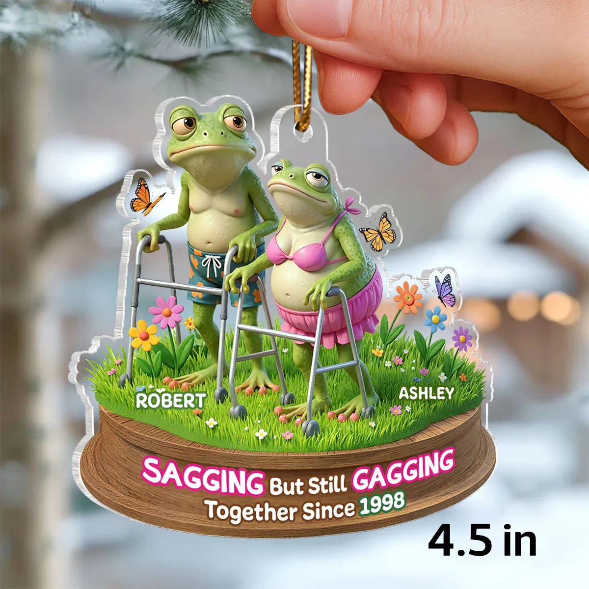 Sagging But Still Gagging Funny Old Couple - Personalized Acrylic Ornament - Christmas Gift for him, Gift for her - Image 2
