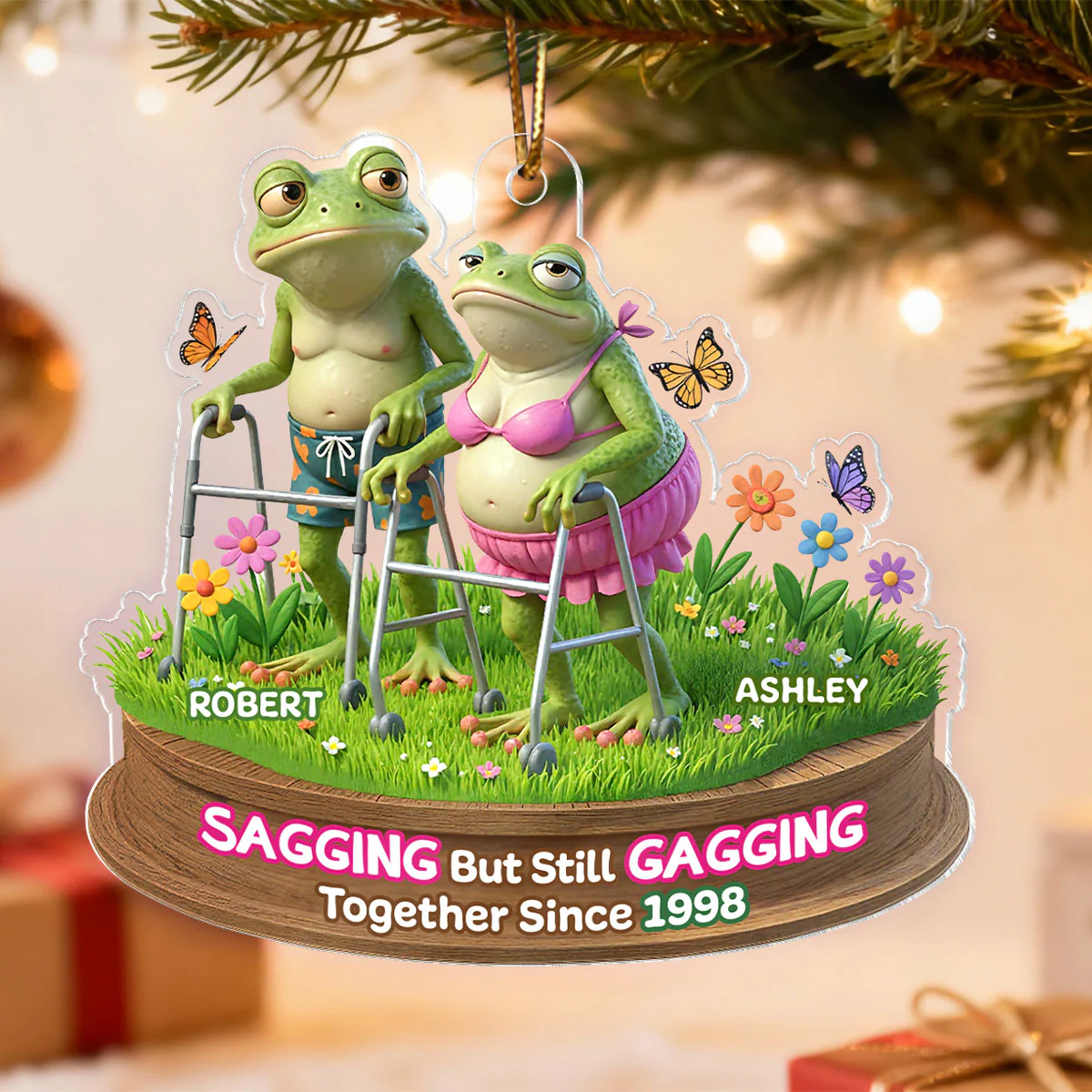 Sagging But Still Gagging Funny Old Couple - Personalized Acrylic Ornament - Christmas Gift for him, Gift for her - Image 4
