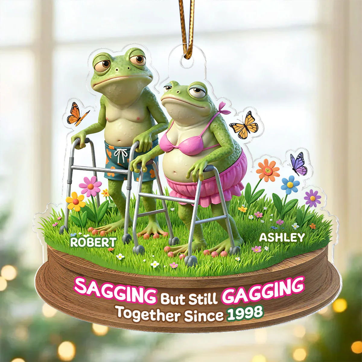 Sagging But Still Gagging Funny Old Couple - Personalized Acrylic Ornament - Christmas Gift for him, Gift for her - Image 5