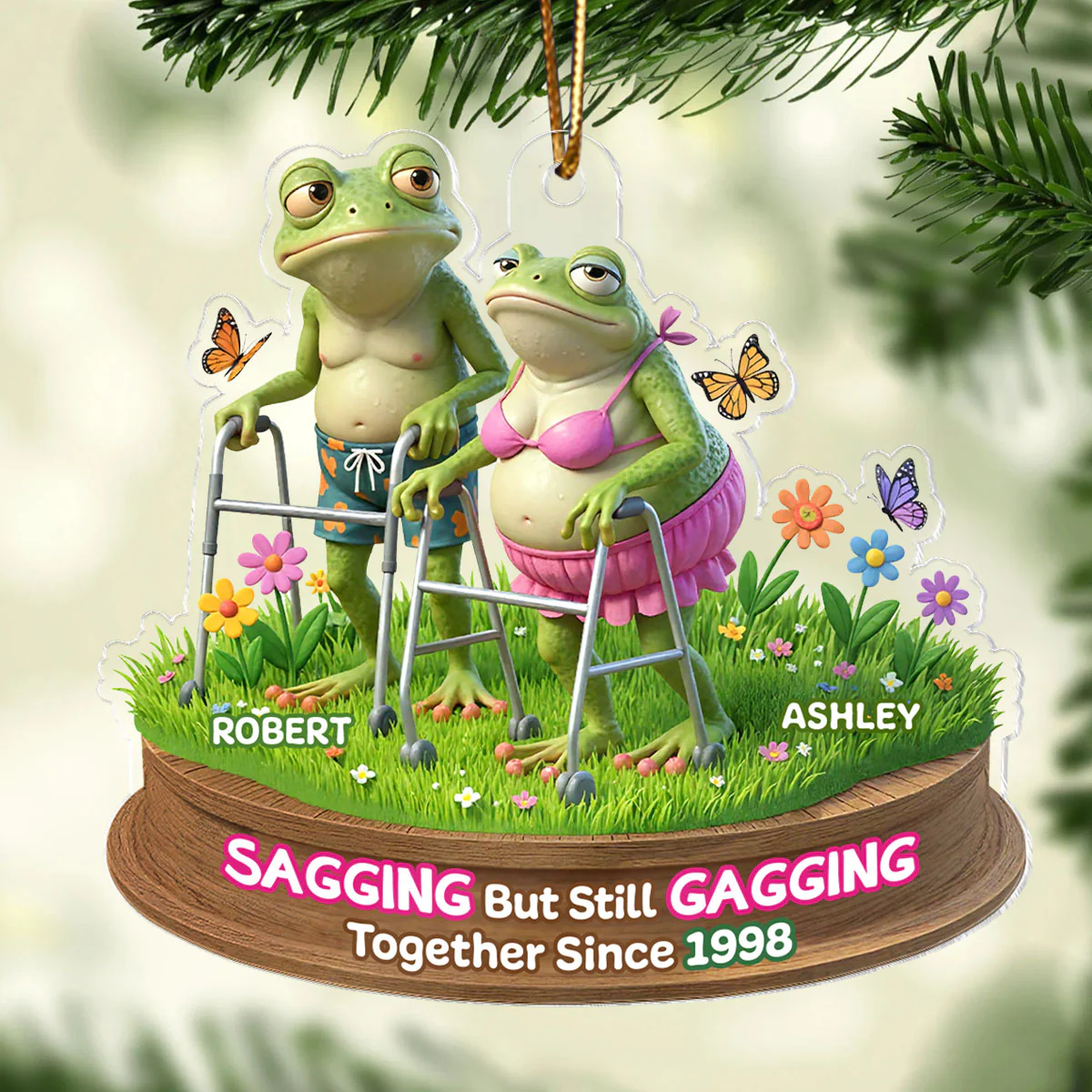 Sagging But Still Gagging Funny Old Couple - Personalized Acrylic Ornament - Christmas Gift for him, Gift for her - Image 6