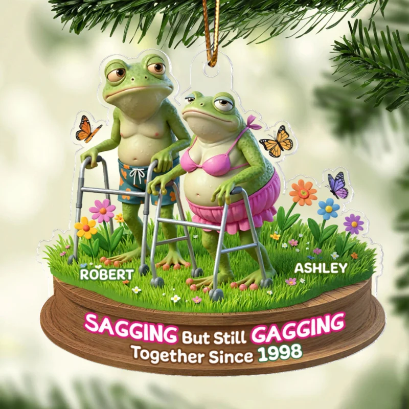 Sagging But Still Gagging Funny Old Couple - Personalized Acrylic Ornament - Christmas Gift for him, Gift for her - Image 8