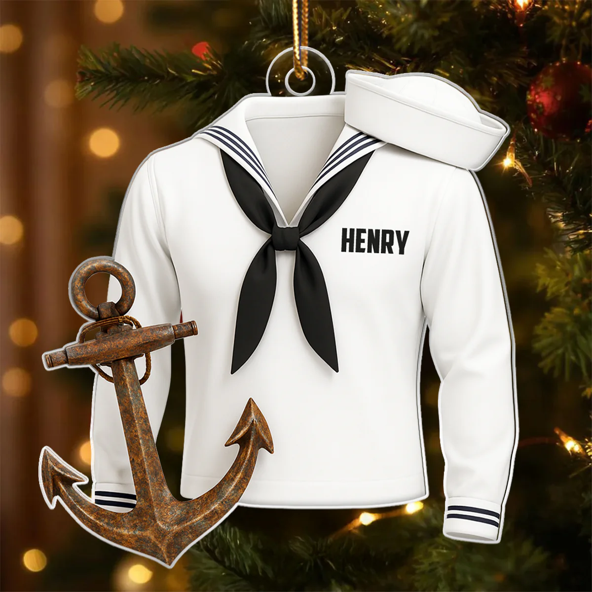 Sail with Courage & Pride – Personalized Acrylic Ornament – Appreciation Gift for Navy Heroes - Image 4