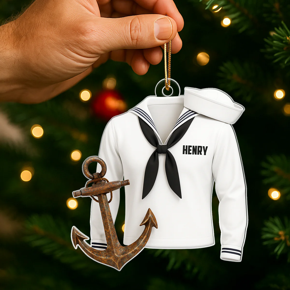 Sail with Courage & Pride – Personalized Acrylic Ornament – Appreciation Gift for Navy Heroes - Image 5