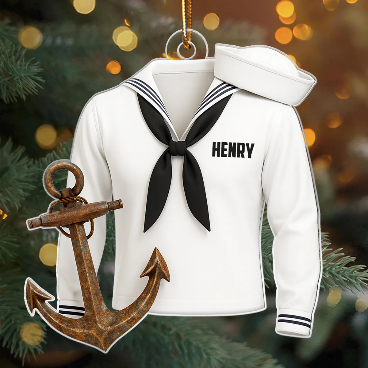 Sail with Courage & Pride – Personalized Acrylic Ornament – Appreciation Gift for Navy Heroes - Image 6