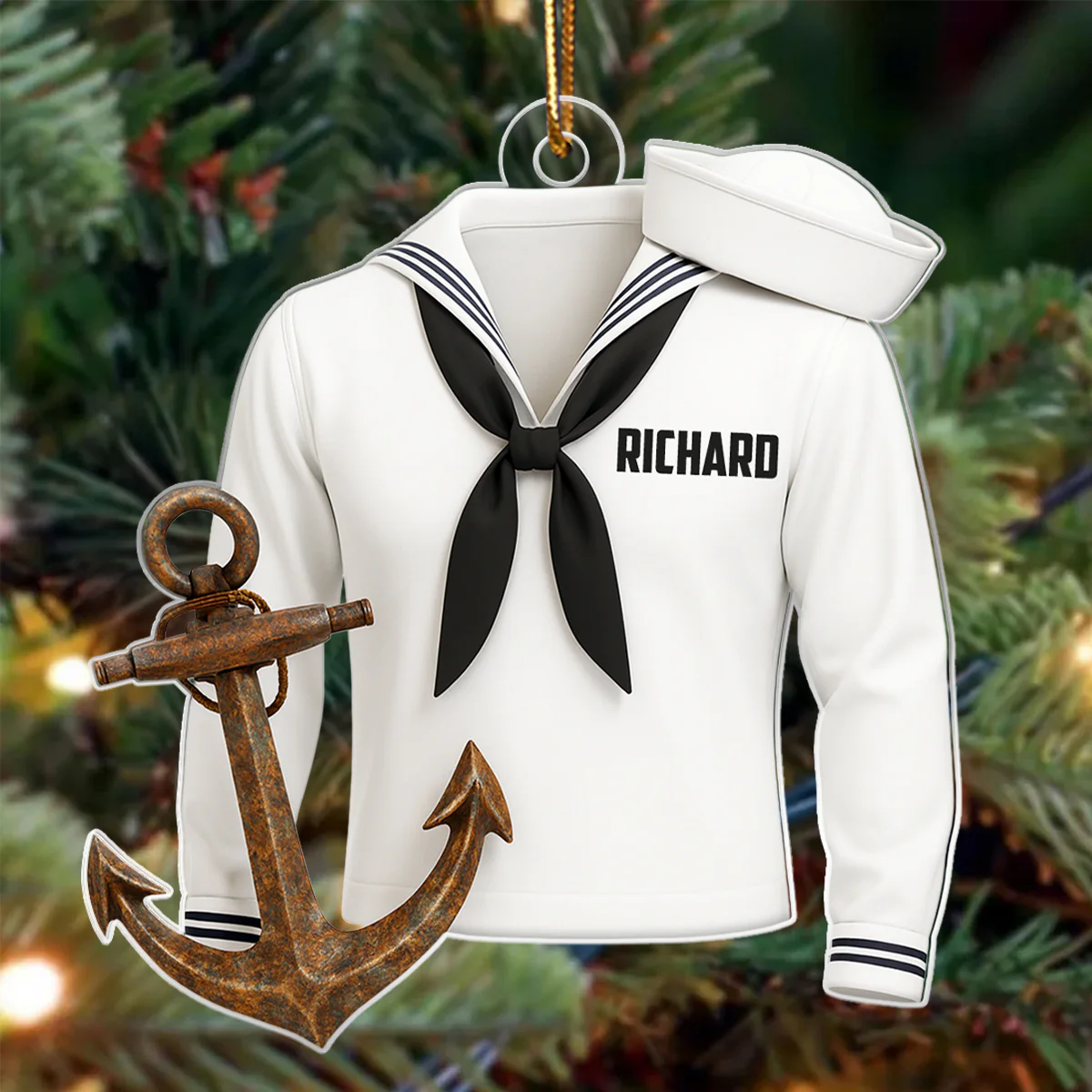 Sail with Courage & Pride – Personalized Acrylic Ornament – Appreciation Gift for Navy Heroes - Image 7