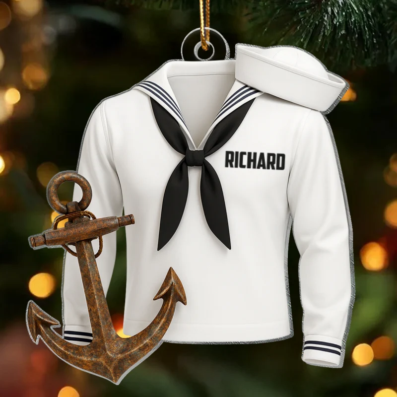 Sail with Courage & Pride – Personalized Acrylic Ornament – Appreciation Gift for Navy Heroes - Image 9