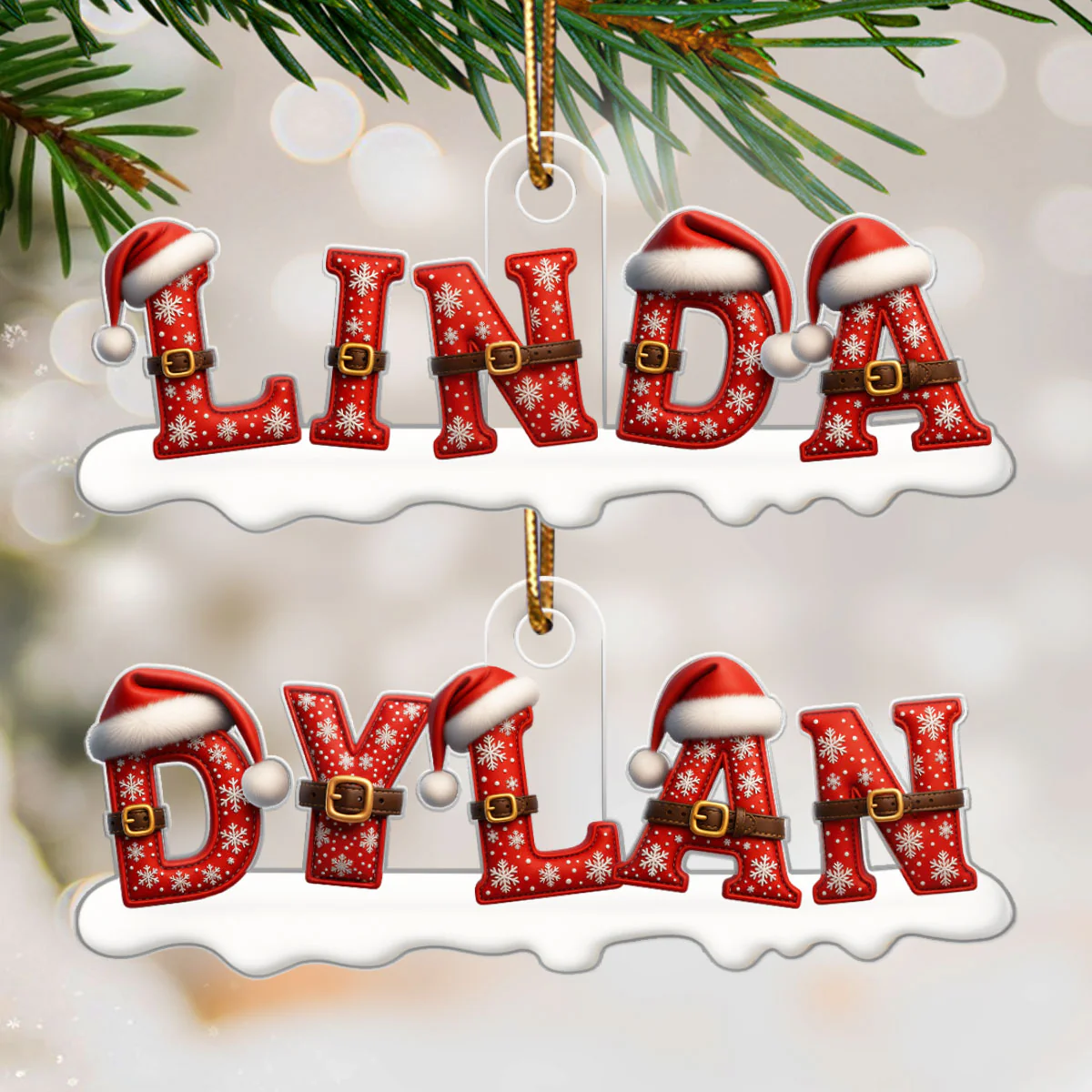 Santa Alphabet Custom Name - Personalized Acrylic Ornament - Christmas Tree Decor - Image 6