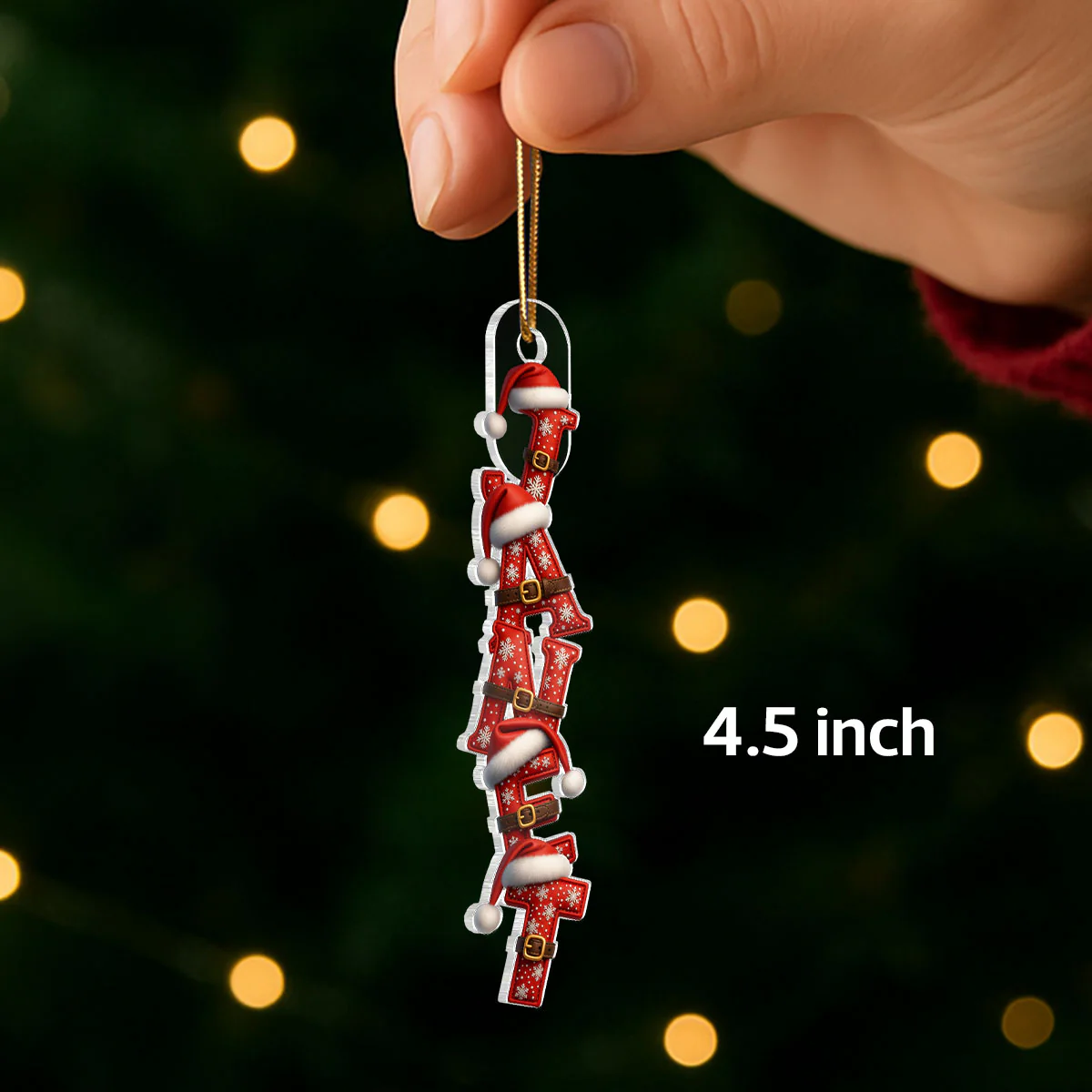 Santa Alphabet Custom Name - Personalized Acrylic Ornament - Christmas Tree Decor - Image 2