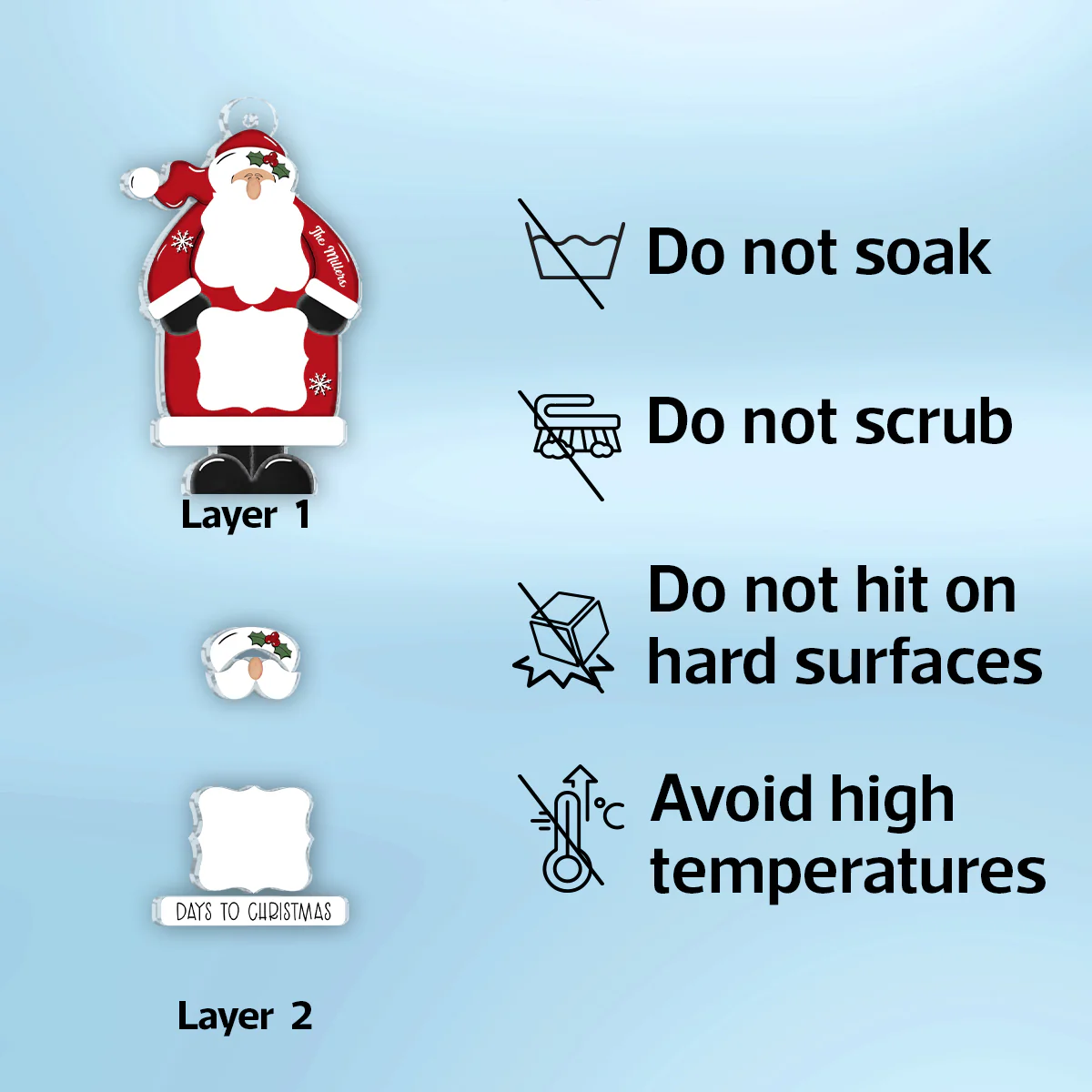 Santa Countdown Days To Christmas Personalized 2-Layer Acrylic Ornament - Image 10