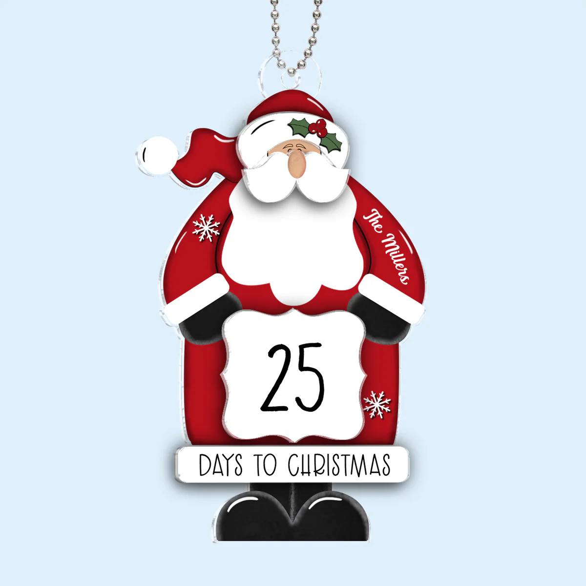 Santa Countdown Days To Christmas Personalized 2-Layer Acrylic Ornament - Image 2