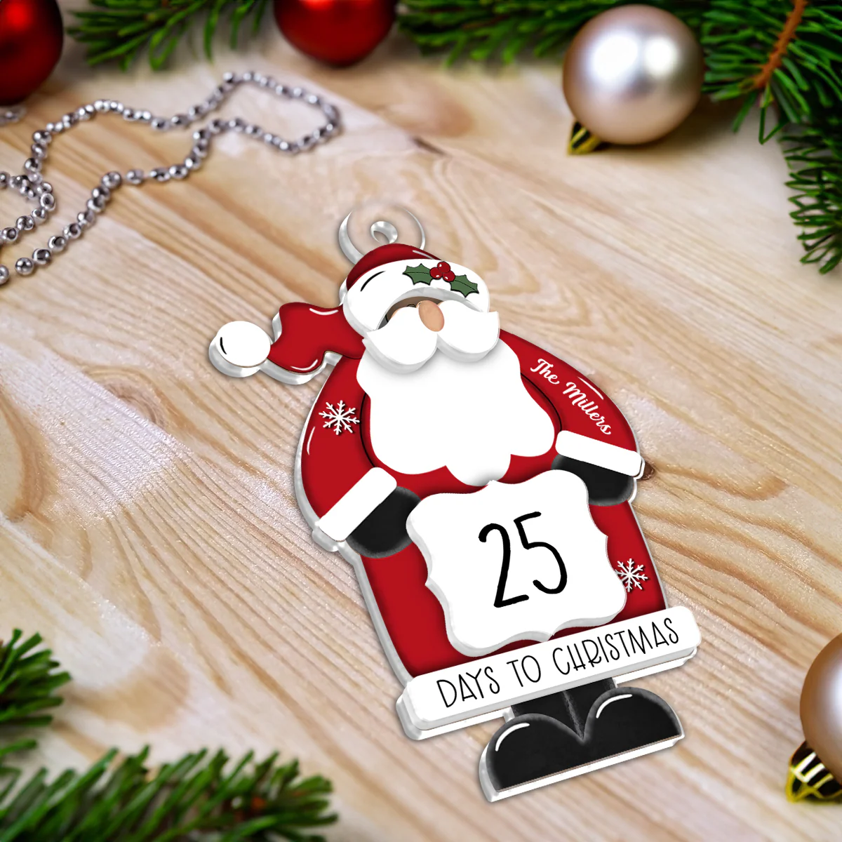 Santa Countdown Days To Christmas Personalized 2-Layer Acrylic Ornament - Image 4