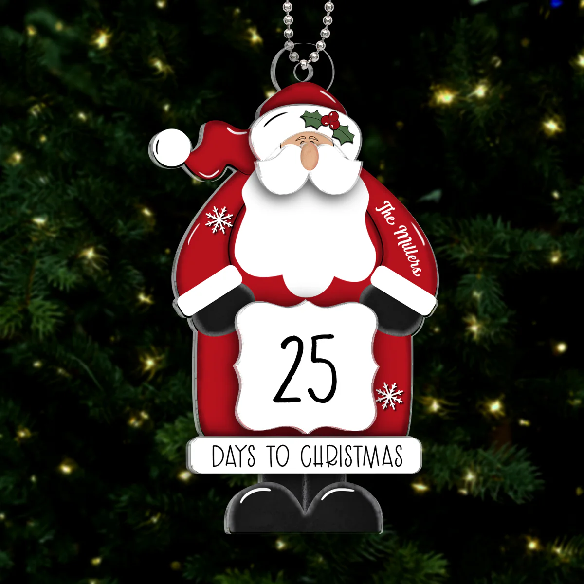 Santa Countdown Days To Christmas Personalized 2-Layer Acrylic Ornament - Image 8