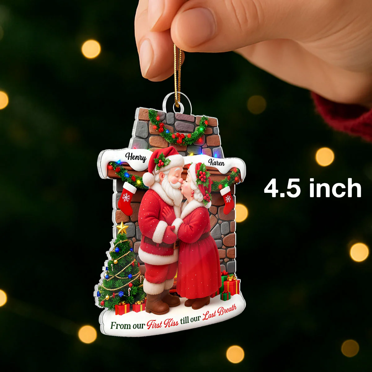 Santa Couple from Our 1st Kiss til Our Last Breath - Personalized Acrylic Ornament - Christmas Gift for him, Gift for her - Image 2