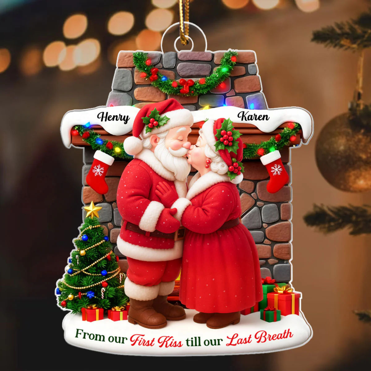 Santa Couple from Our 1st Kiss til Our Last Breath - Personalized Acrylic Ornament - Christmas Gift for him, Gift for her - Image 7