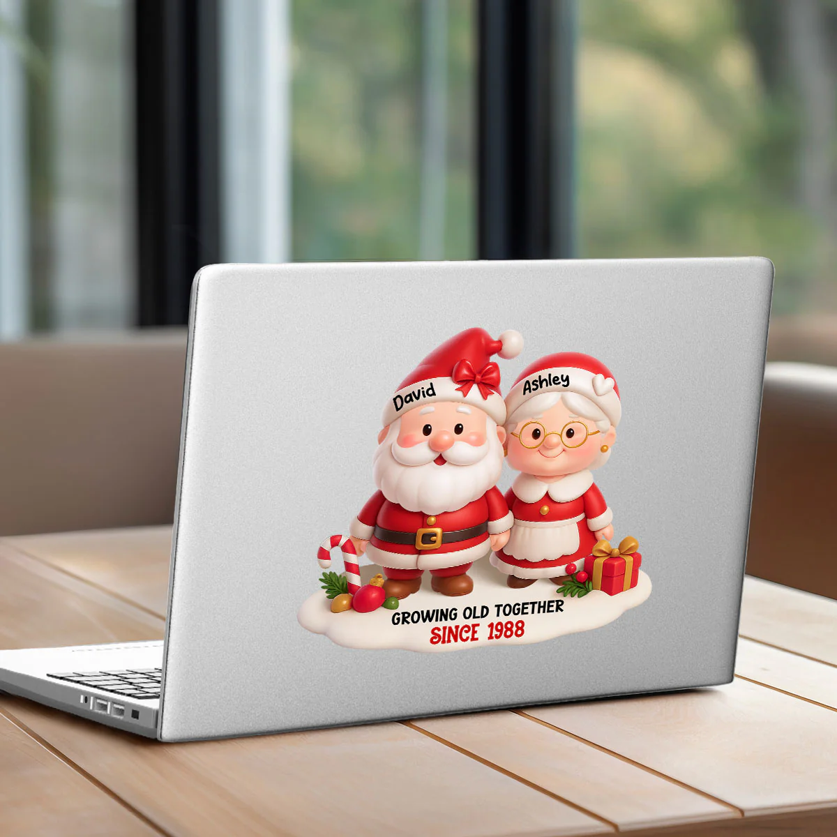 Santa Couple Growing Old Together Personalized Fridge Decal, Anniversary, Christmas Gift for him, Gift for her - Image 7