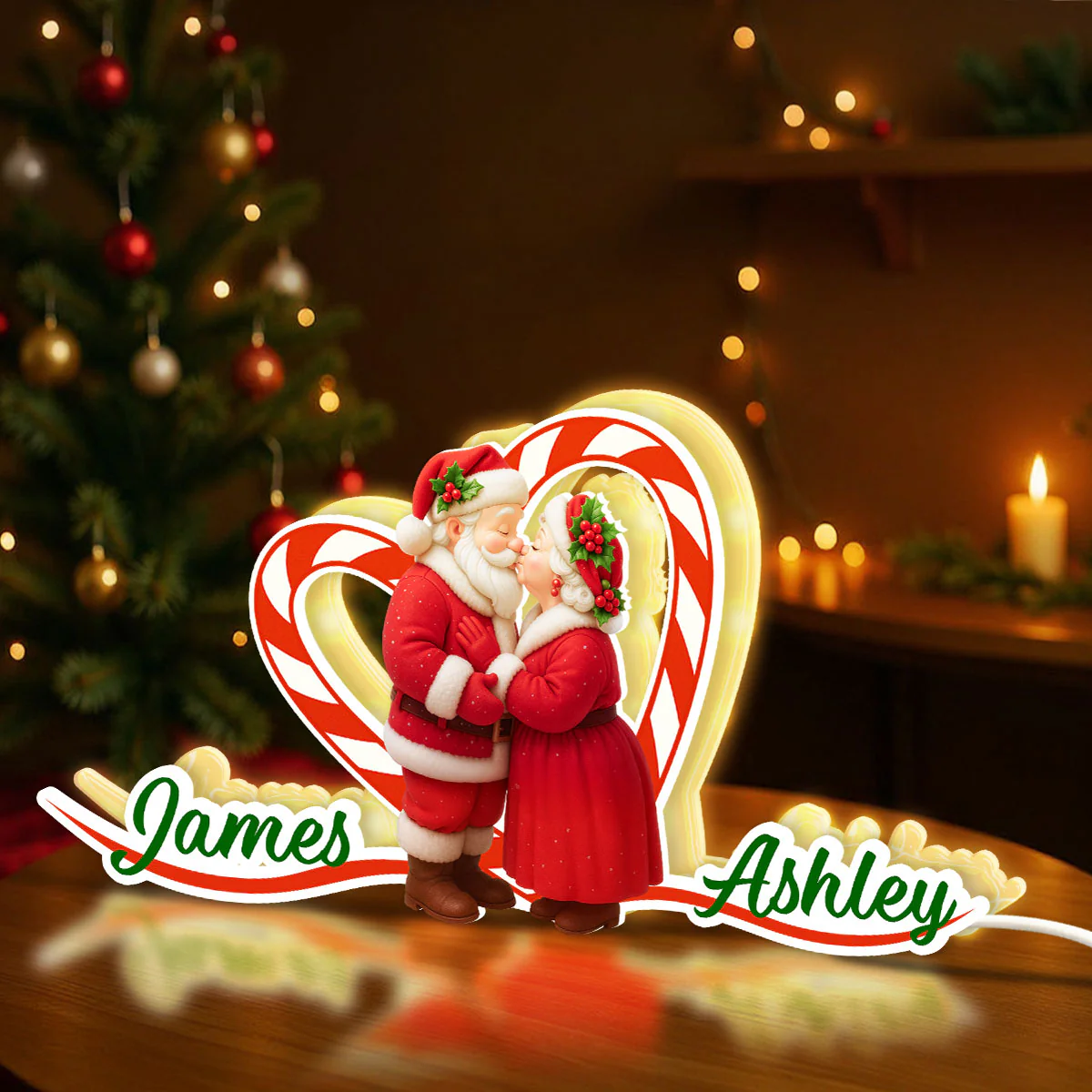 Santa Couple Growing Old Together - Personalized Light Box - Christmas Gift For Couples - Image 2