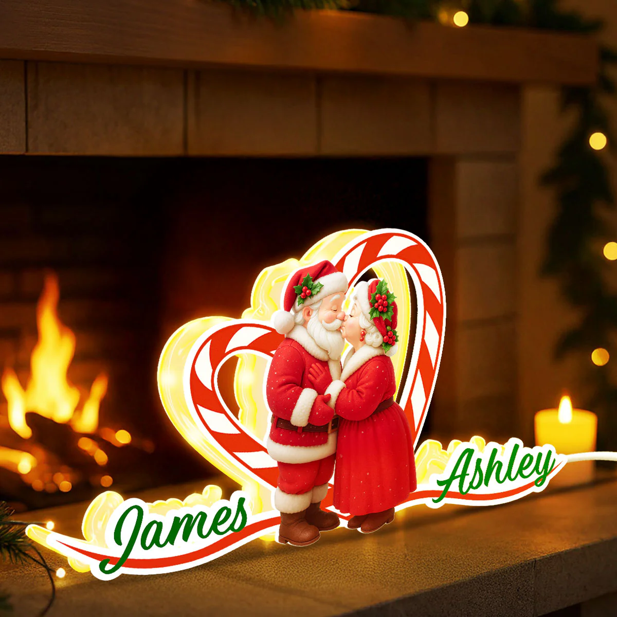 Santa Couple Growing Old Together - Personalized Light Box - Christmas Gift For Couples - Image 4